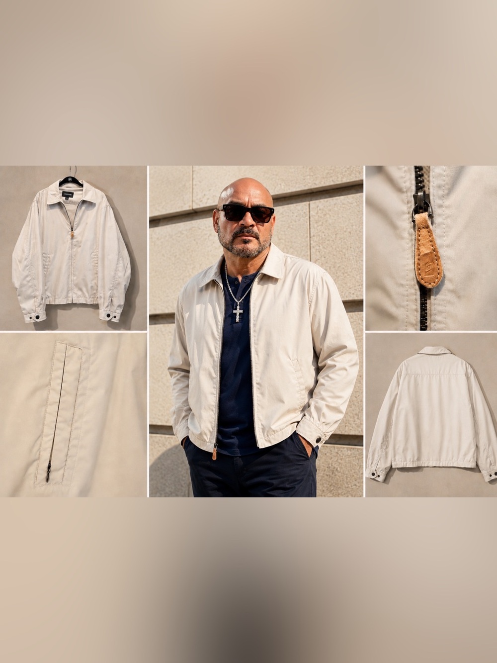 London Fog Men’s Cream Lightweight Blouson Harrington Jacket Size L